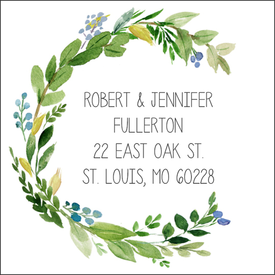 Arched Green Swag Square Address Labels